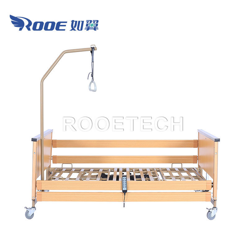 BAE509 Hospital Nursing Home Wooden Electric Care Bed with Lifting Pole for Patients