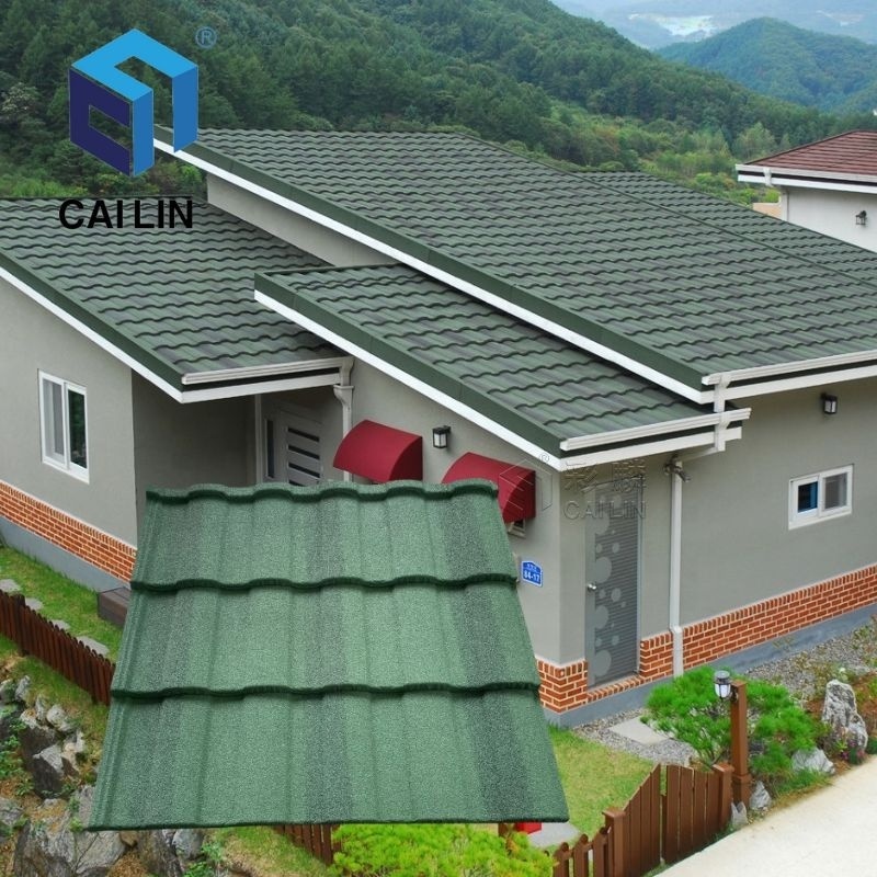 Villa Rooftop Design USA Hot Sale Red Color Stone Coated Steel Roof Sheet Building Material Roman Vinyl Tile