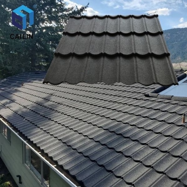 Wholesale Price Natural Jamaica Black Stone Coated Metal Roof Tiles Free Sample Interlocking Roof Shingles for USA Canada