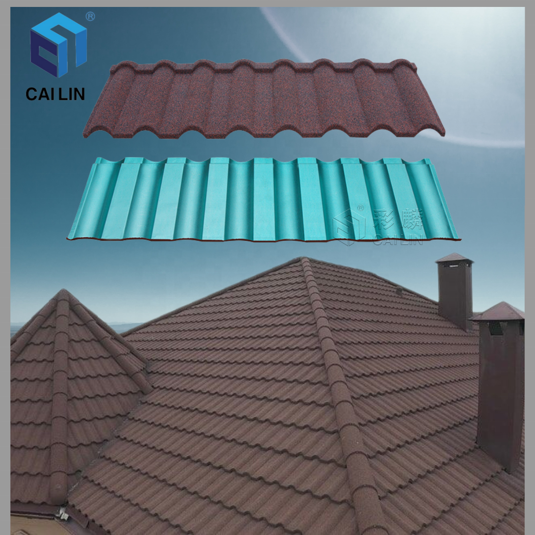 Ghana India USA Hot Sale Light Weight 50 Years High Quality Aluminum Zinc Steel Roofing Sheet Stone Coated Metal Roof Tiles