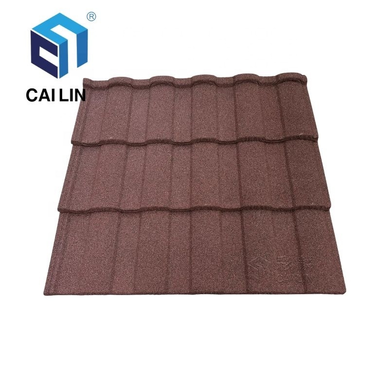 Villa Rooftop Design USA Hot Sale Red Color Stone Coated Steel Roof Sheet Building Material Roman Vinyl Tile