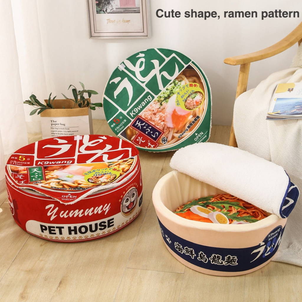 Comfortable pet round dog bed Ramen funny fun closed cat pet bed