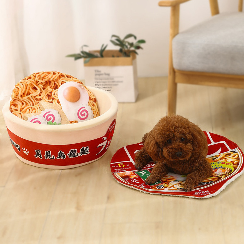 Comfortable pet round dog bed Ramen funny fun closed cat pet bed