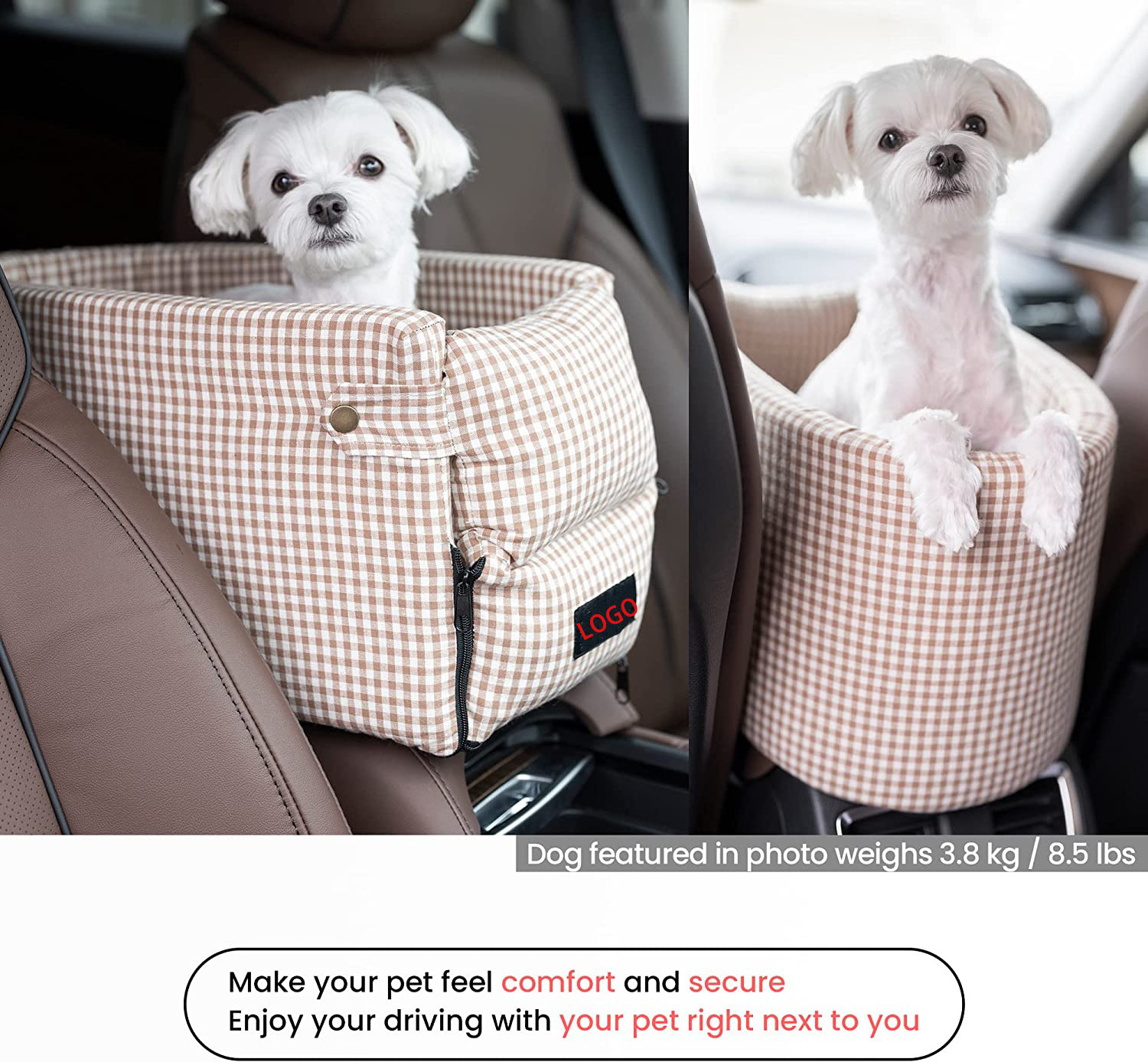 Armrest Center Console Dog Car Seat Travel Safety Seat Car Carrier Bed for Small Pets