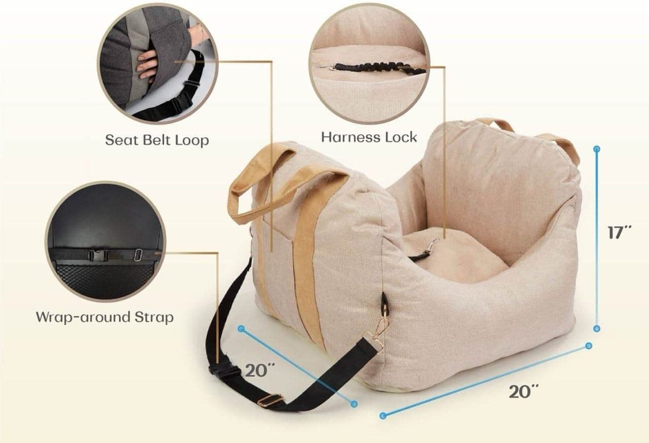 Dog Car Seat Puppy Booster Seat Travel Carrier Bed for Small and Medium Pets