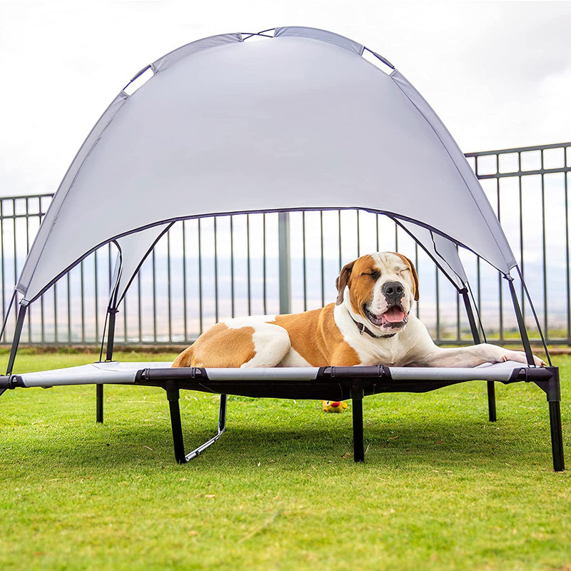 Outdoor Camping Or Beach Portable Tent-style Elevated Pet Bed Durable 1680D Oxford Fabric Pet Bed With Canopy