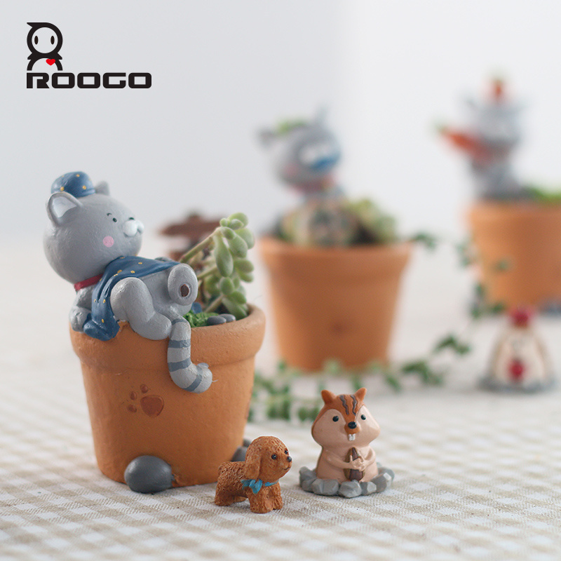 ROOGO Novelty Funny British Shorthair Pet Cat Mini Planter Plant Box Succulent Cactus Pots Windowsill Decor