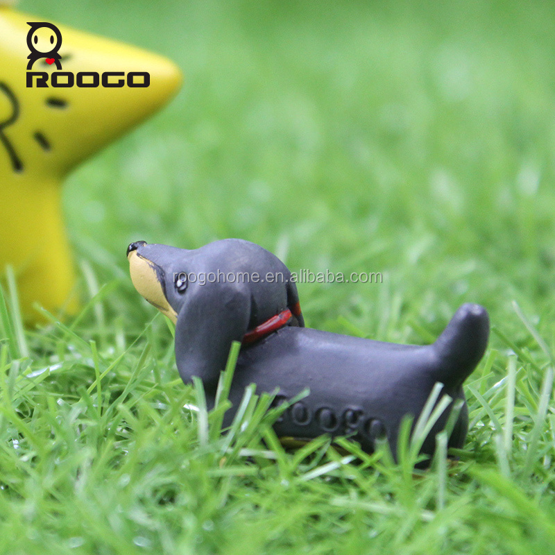 Roogo miniature garden solar lights outdoor garden christmas inflatable dachshund resin home ornament