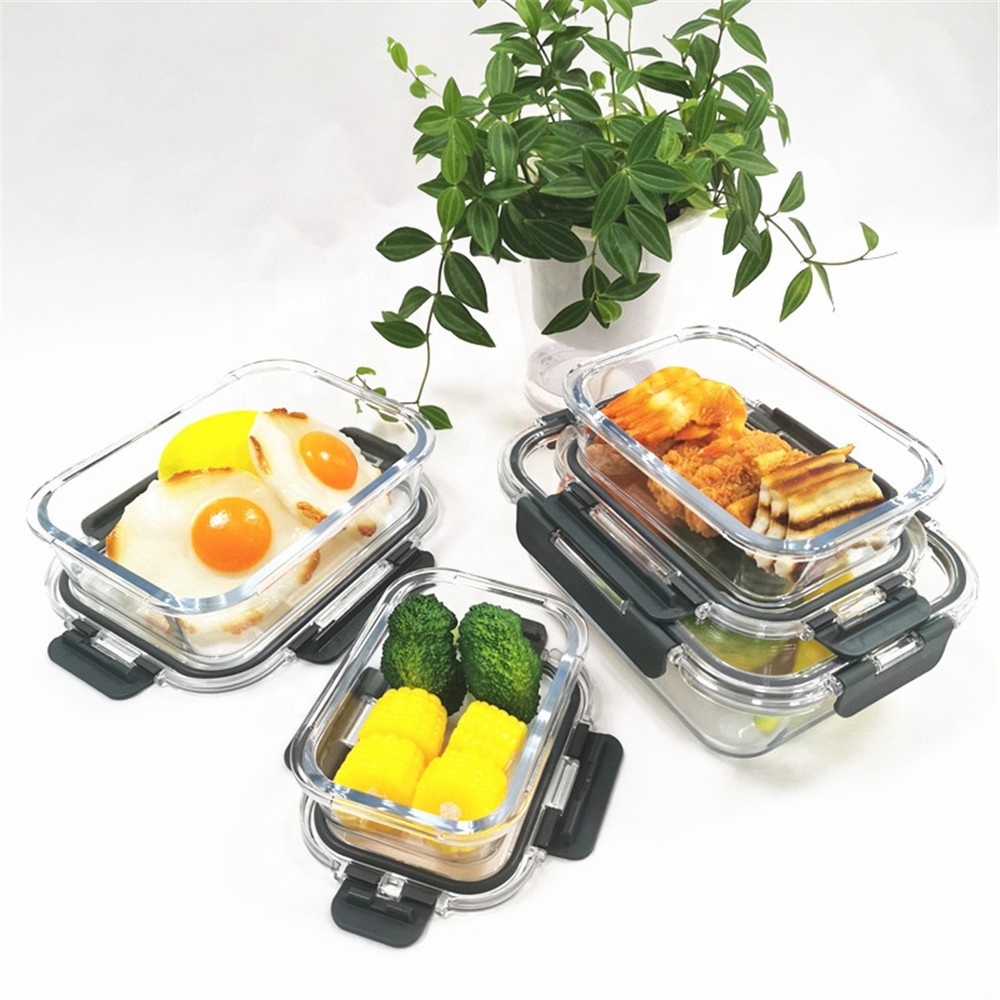 Top Sale High Borosilicate Glass Storage Food Meal Prep Containers Lunch Box With Locking Lid