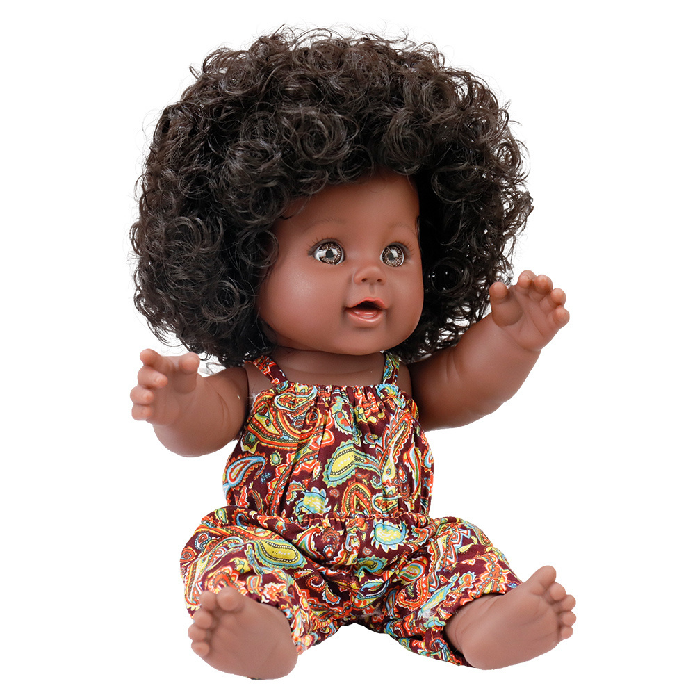 Hot sale african dolls 12 inch chucky doll very cute  black baby dolls with shaggy curls