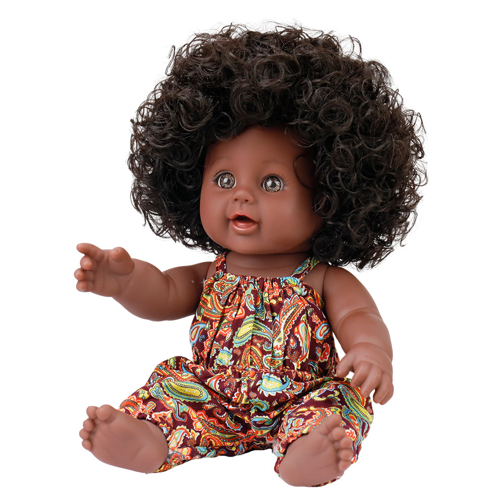 Hot sale african dolls 12 inch chucky doll very cute  black baby dolls with shaggy curls