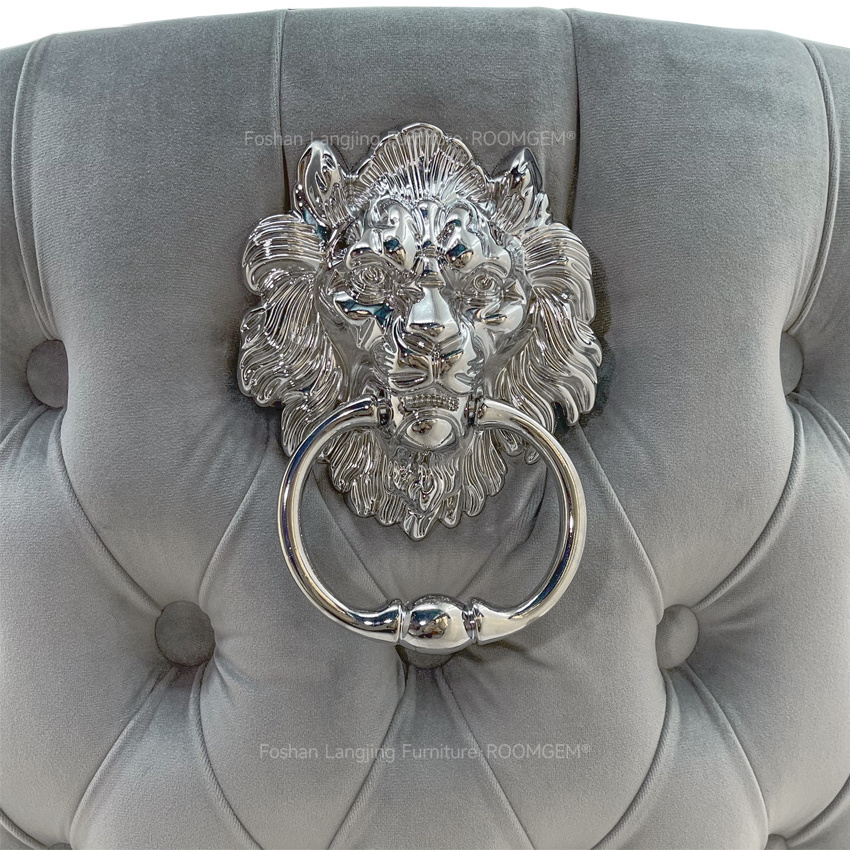 Lion ring knocker back stainless steel dining chair design for kitchen and dining room chairs