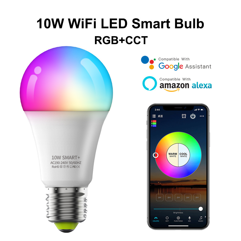 Roomlux A60 Smart LED Bulb Alexa Remote Control Wifi Tuya Smart Life App 5W 9W 10W 14W RGB Dimmable LED Light