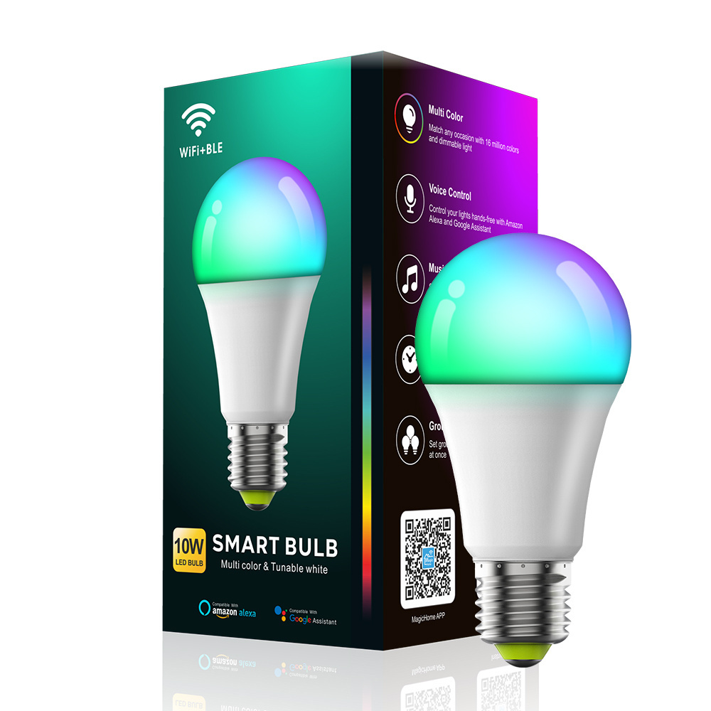 Tuya APP Control Intelligent Wifi Lamp RGB 10 Watt Smart LED Bulb