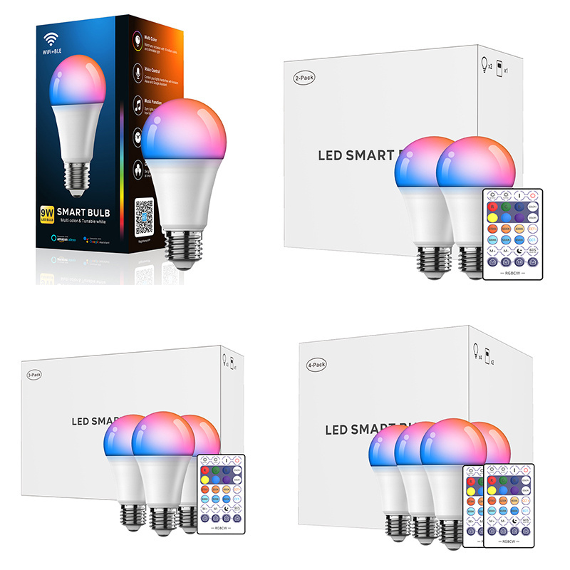 Top Quality Remote 12 Watts High Power Led Multicolor A19 E26 E27 B22 Wifi Smart Light Bulb Ac100-240v