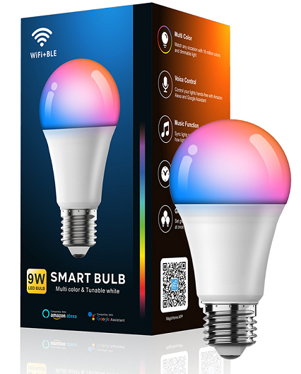 Top Quality Remote 12 Watts High Power Led Multicolor A19 E26 E27 B22 Wifi Smart Light Bulb Ac100-240v