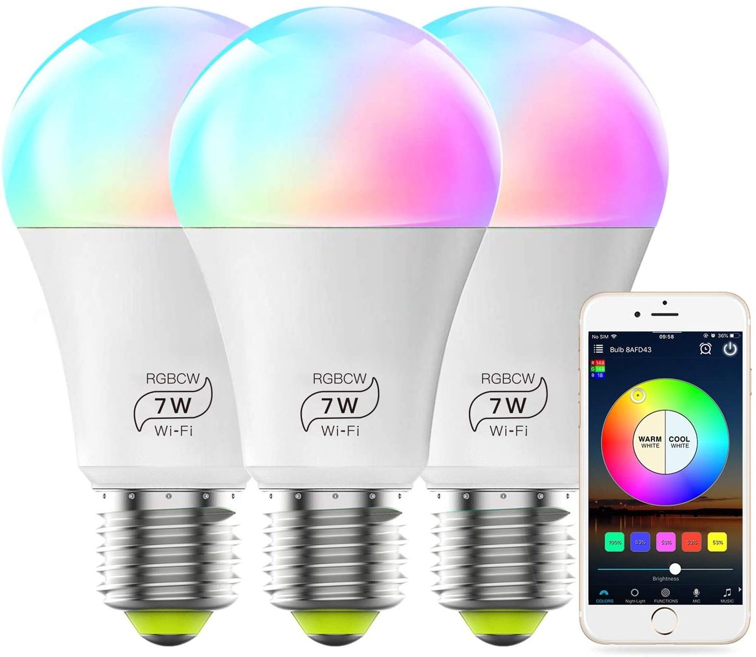 Alexa Tuya Smart 7w 9w 10w E26 E27 B22 zigbee wifi rgb led light tuya smart bulb