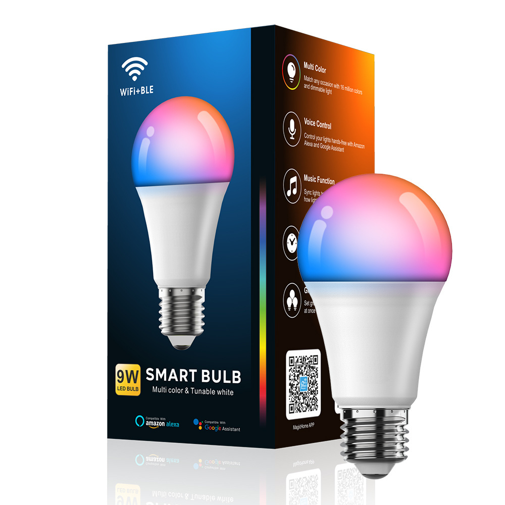 Alexa Tuya Smart 7w 9w 10w E26 E27 B22 zigbee wifi rgb led light tuya smart bulb