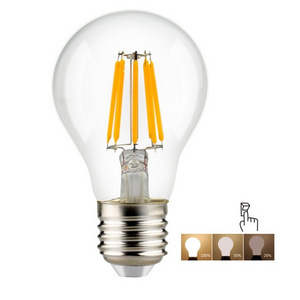 Dimmable A60 E26/ E27/ B22  4w/ 6w/ 8w Energy Saving Step Dim Led Filament Bulb