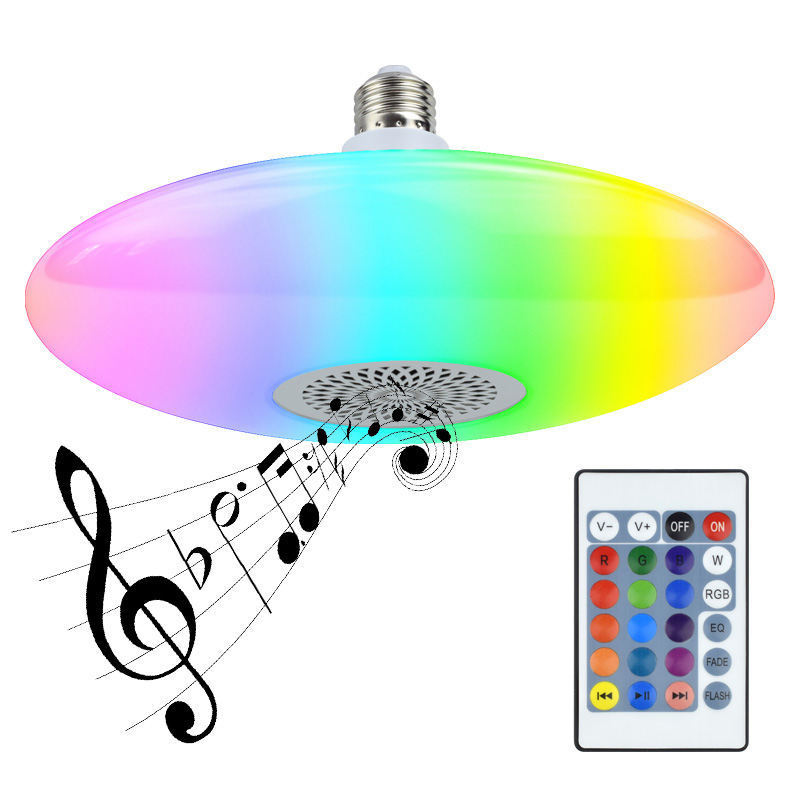 High Power Remote Control UFO Bulb Light Colorful BT Speaker Music 24w Smart Rgb Ceiling Light Led Bulbs