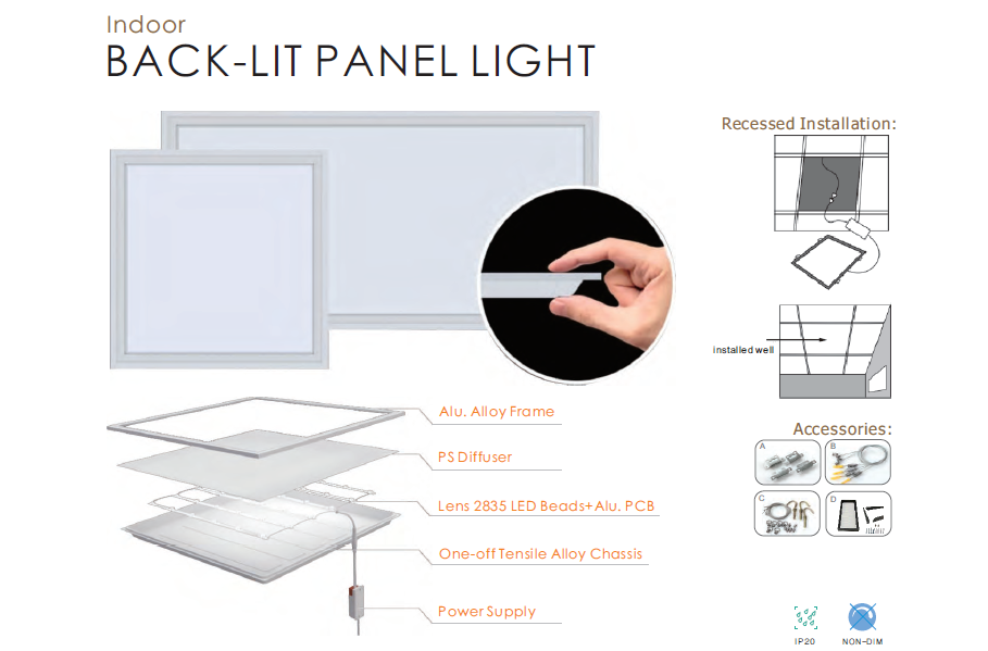 Led Indoor Panel Square Backlit Ceiling Light 30x120 60x60 30w 36w Led Panel Lighting For Office Home