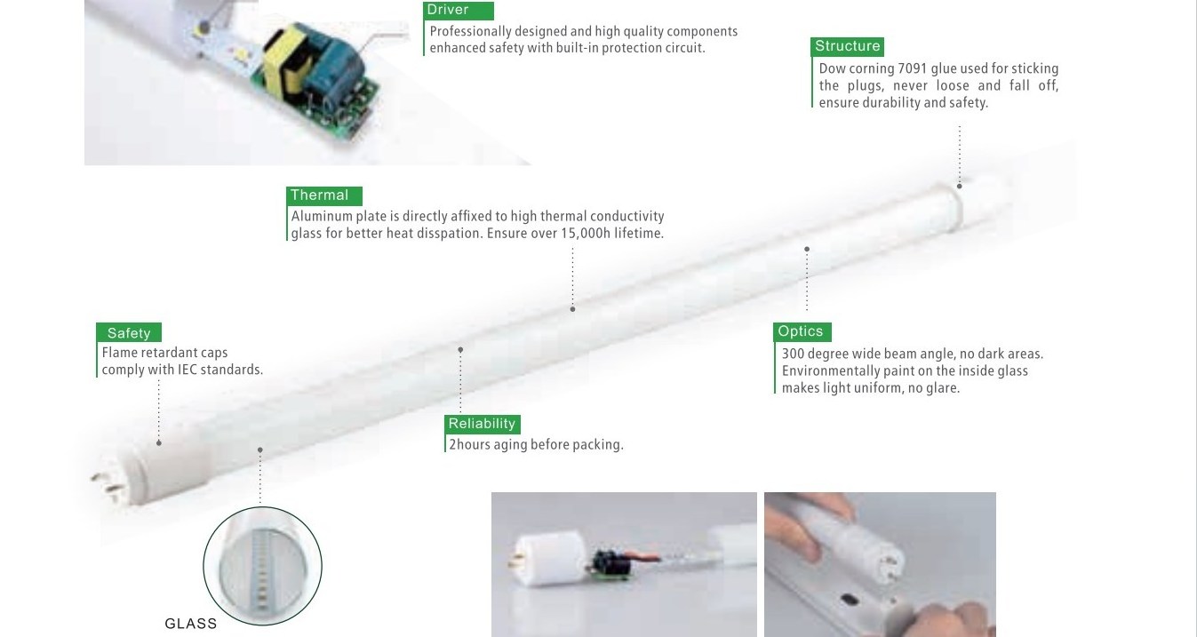 4 Foot 18W Customized LED Type A/B Glass T8 Tube Light