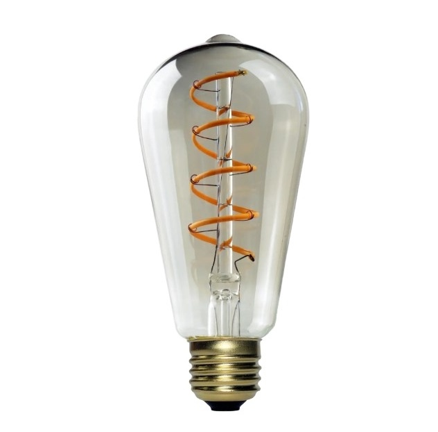 ST64 LED Edison Bulbs 60 Watt Equivalent CRI 80+ Soft White 2700K Clear Glass Curved Filament LED Bulbs