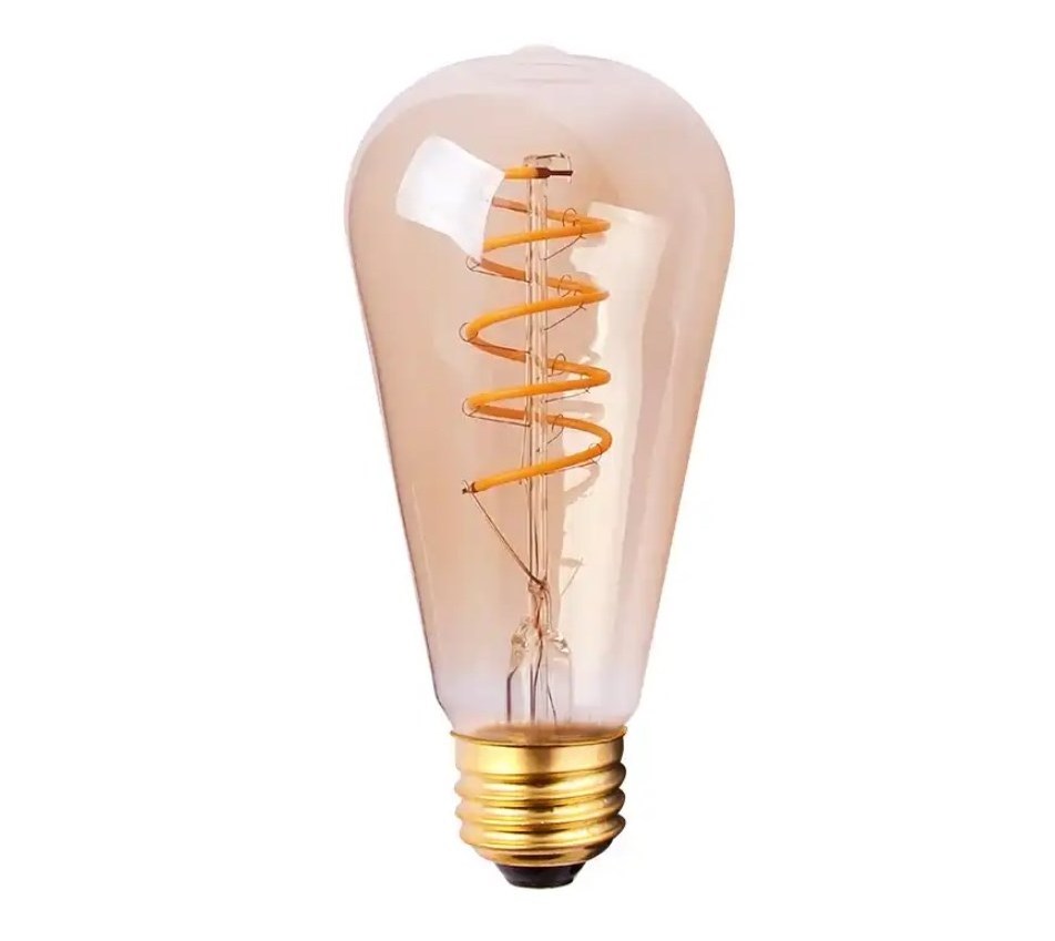 ST64 LED Edison Bulbs 60 Watt Equivalent CRI 80+ Soft White 2700K Clear Glass Curved Filament LED Bulbs