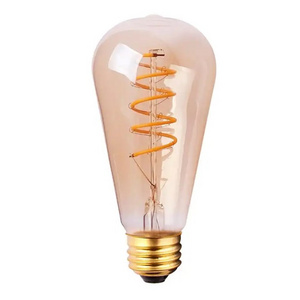 ST64 LED Edison Bulbs 60 Watt Equivalent CRI 80+ Soft White 2700K Clear Glass Curved Filament LED Bulbs