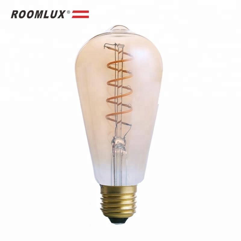 ST64 LED Edison Bulbs 60 Watt Equivalent CRI 80+ Soft White 2700K Clear Glass Curved Filament LED Bulbs