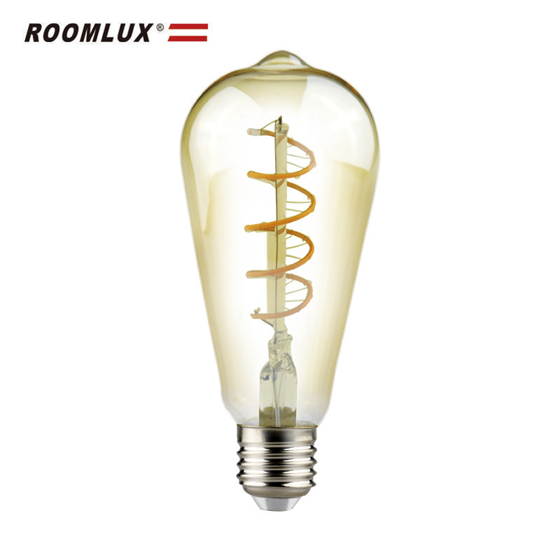 ST64 LED Edison Bulbs 60 Watt Equivalent CRI 80+ Soft White 2700K Clear Glass Curved Filament LED Bulbs