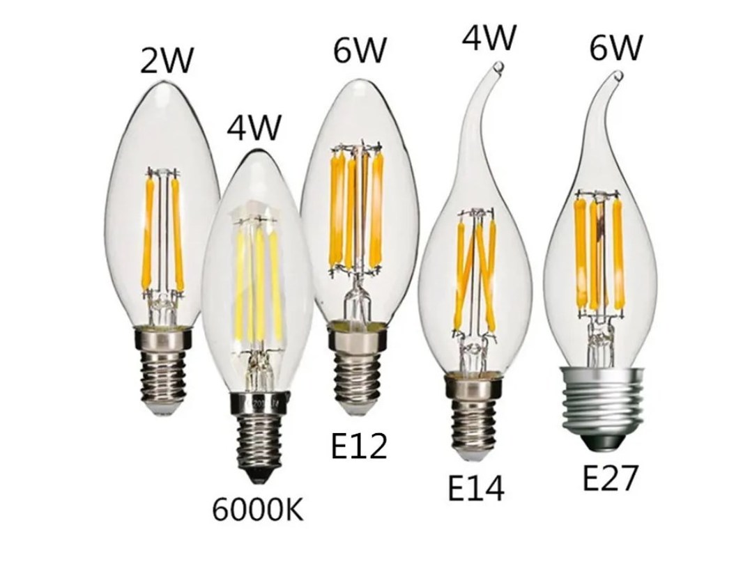 Vintage Edison E12 5000K Candelabra Vintage C35 CA35 Retro Light Edison Warm White LED Filament Bulb