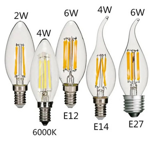 Vintage Edison E12 5000K Candelabra Vintage C35 CA35 Retro Light Edison Warm White LED Filament Bulb