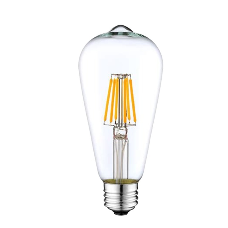 4W 6W 8W AC110V 220V E27 B22 Warm White 2700K Dimmable Vintage ST64 Tear Drop LED Filament Edison Bulb