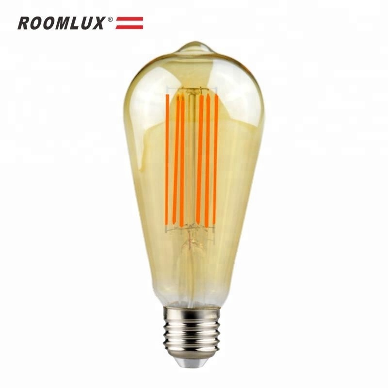 4W 6W 8W AC110V 220V E27 B22 Warm White 2700K Dimmable Vintage ST64 Tear Drop LED Filament Edison Bulb