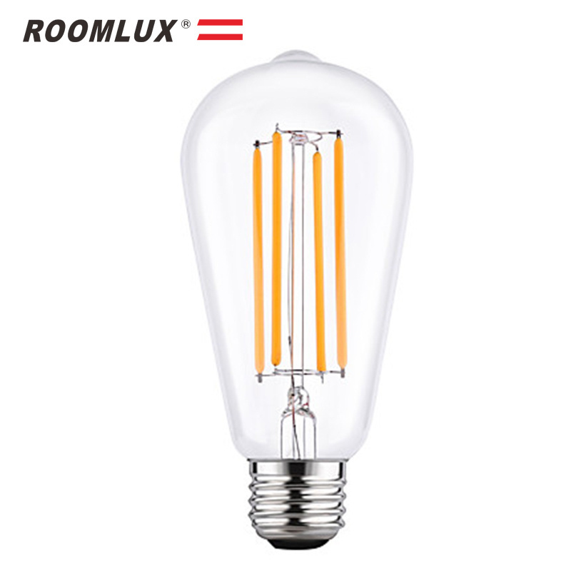 Vintage Industrial Style Restaurant Glass Light Bulb Bright 8W 800Lm E27 ST64 LED Filament Bulb