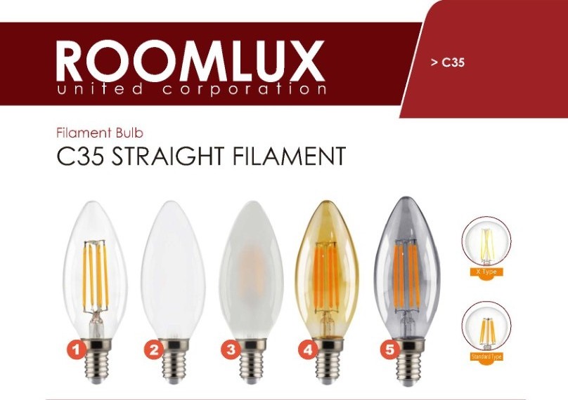 Dimmable Candelabra Led Light Flame Tip Shape 5W 50W Equivalent E14 C35 Candle Filament Bulb