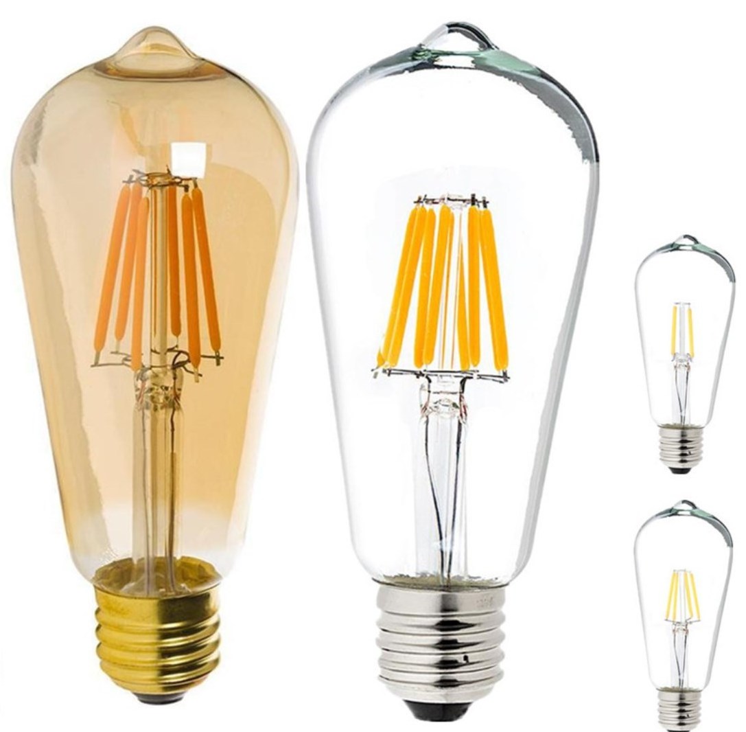 CE E27 ST64 Lamp Light Bulb Clear Glass ST64 Led Filament Bulb For Home/Bathroom