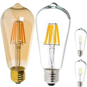 CE E27 ST64 Lamp Light Bulb Clear Glass ST64 Led Filament Bulb For Home/Bathroom