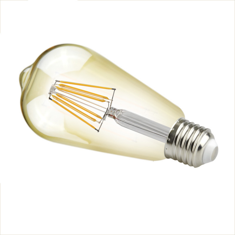 ST64 E27 Bulbs Led Light Home Energy Saver 6w 600lm 2700k Amber Clear Led Filament Bulb E27