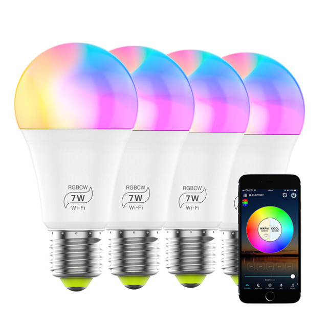 Google home alexa 7W 6500K+ 1600RGB+warm white wifi smart bulb