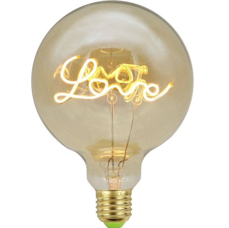 Retro LED Love Letter Lamp G125 Edison Bulb Night Lights Yellow Glass Shell For Home