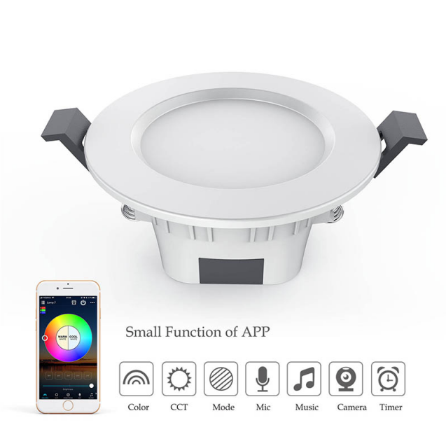 Factory Price WiFi Smart LED Downlight Round Recessed Spot Light 9W RGB Smart Downlight Compatible with Alexa