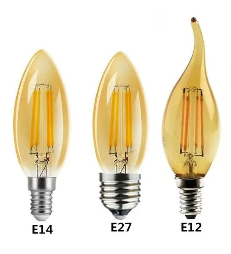 E14 C35 C35T 2w 4w 5w LED Filament Candle Light Bulbs Flame Tip Led Filament Bulb