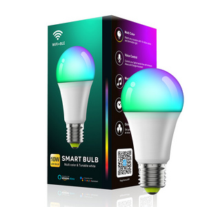 Bombilla LED inteligente con WiFi, E27, A60 10W , 16 millones de colores, RGBCCT, regulable, Tuya, Alexa y Google Homev