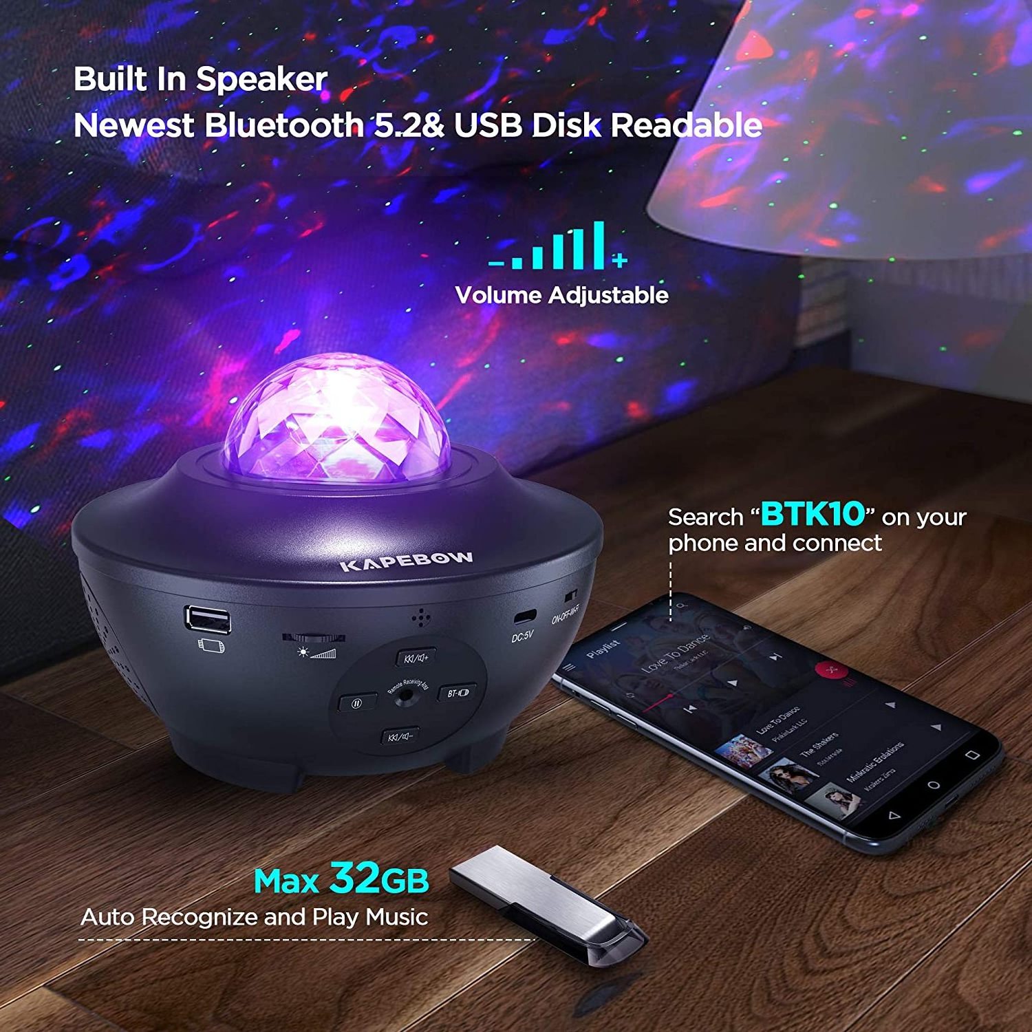 Roomlux Starry Night Light Star Smart Projector Sky Lite Laser Projector With Music Player