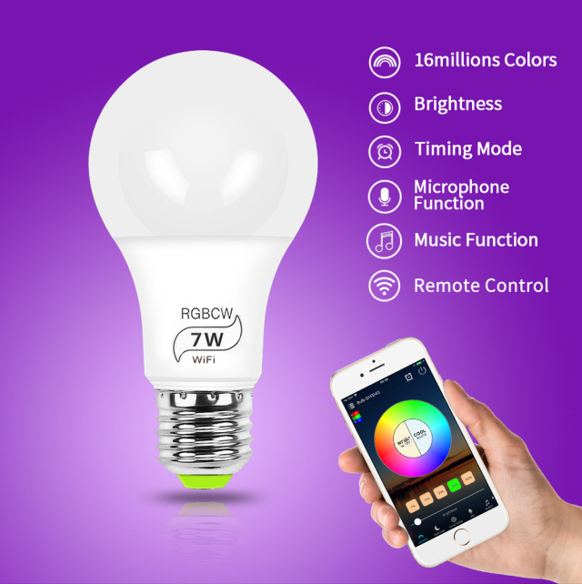 Led rgb bulb light led lighting 9w e27 e14 b22 smart wifi led bulbs led lighting 11w e27 e14 b22 smart lamp smart wifi led bulbs