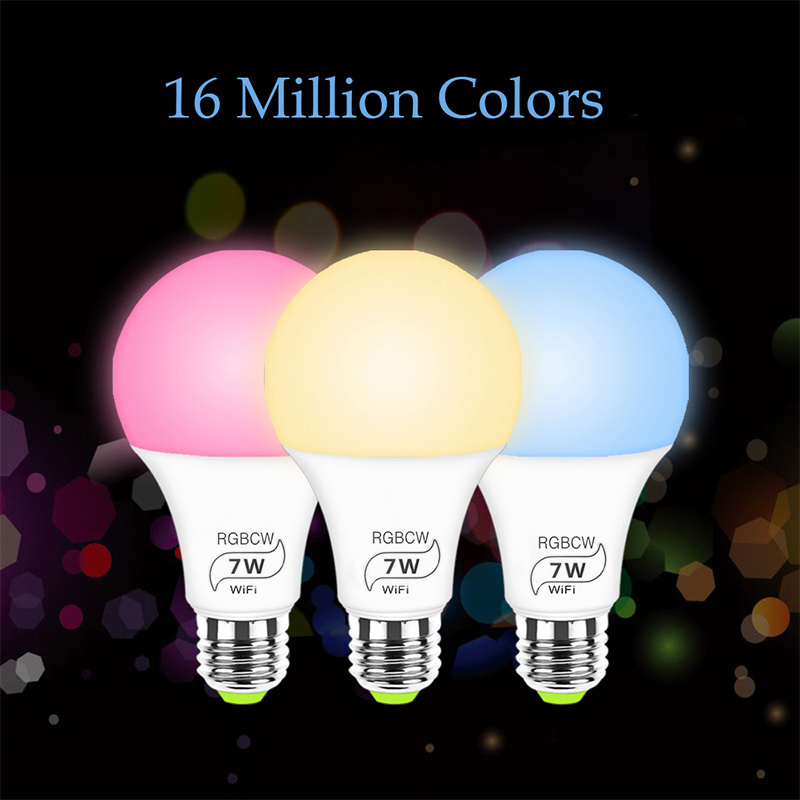 E27 rgb multi color dimmable smart bulb alexa e27 remote control 7w led bulb e27 hidden camera led light bulb