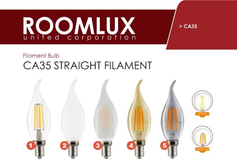 Candelabra Base Flame Shape Bent Tip 4W Dimmable C35T C35L Led Filament Bulb E12 E14