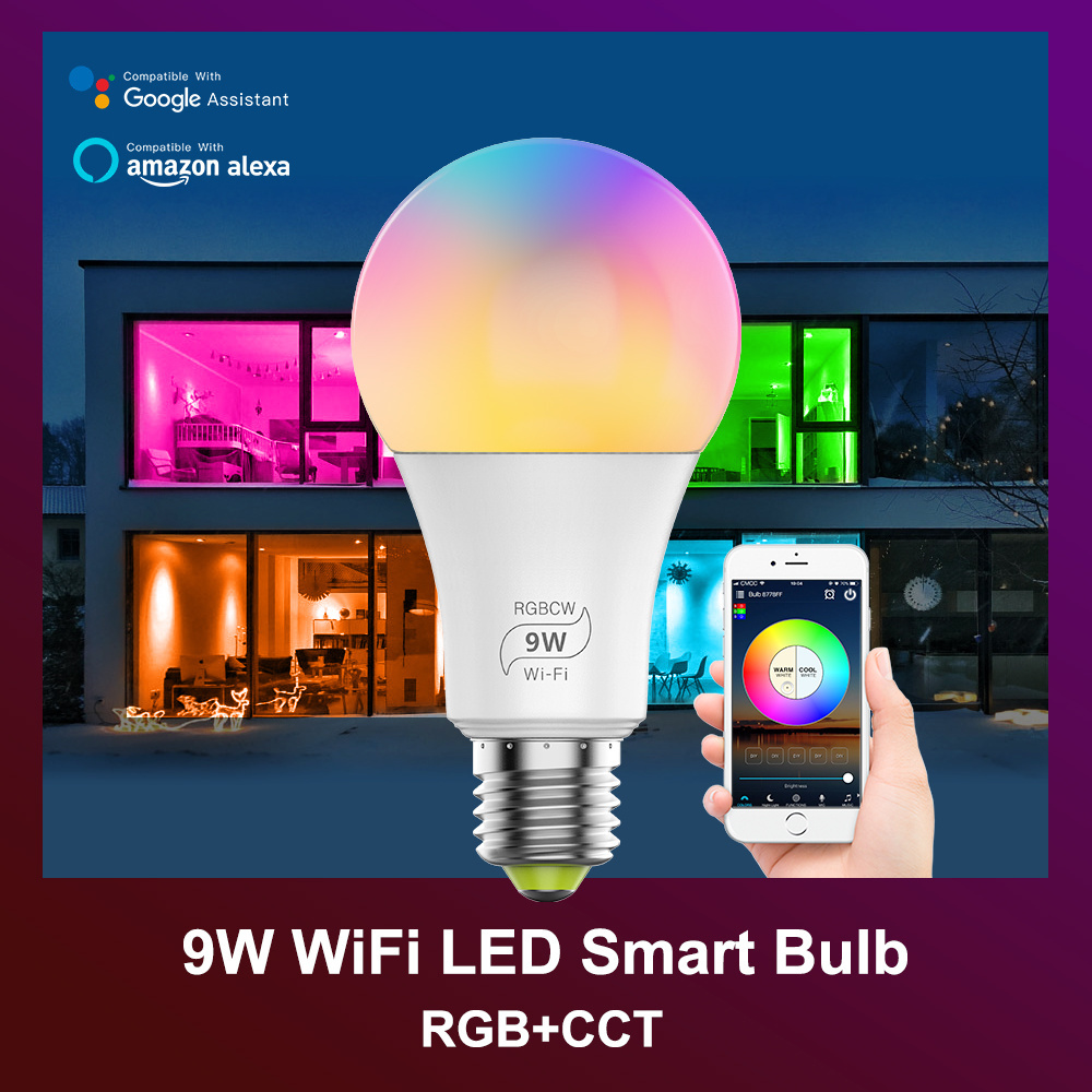 Factory hot sale 9w wifi bulb color change e27 smart bulb light